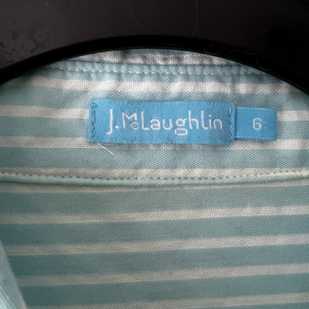 J.McLaughlin Womens Light Blue White Striped Button Down Shirt Size 6 - Picture 4 of 11